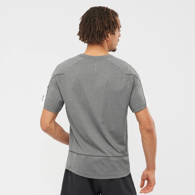 Grey Salomon Cross Run Graphic Short Sleeve Men's T-Shirts | PH 90327N